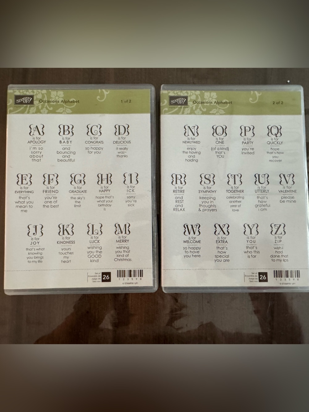 Stampin' Up! Occasions Alphabet Clear Stamp Sets. Excellent pre-owned condition